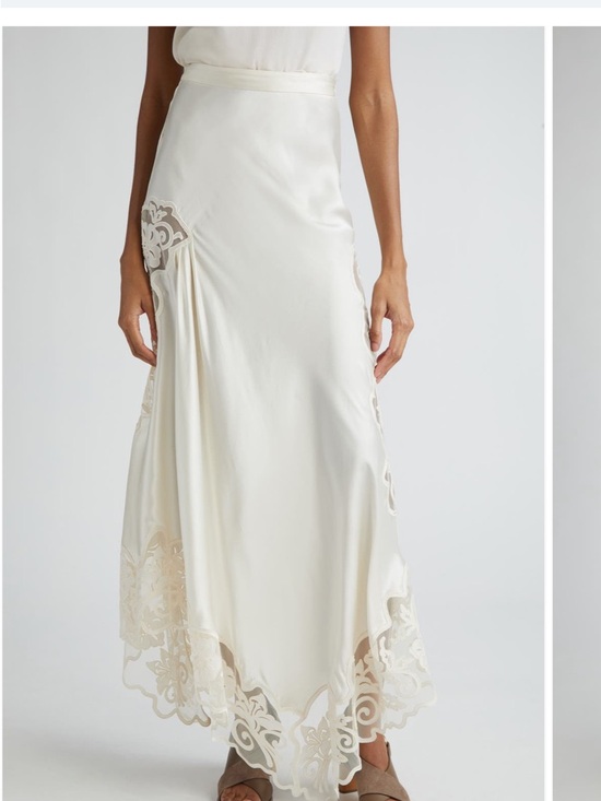 Ulla Johnson Dresses & Skirts - Ulla Johnson Cream Asymmetrical Lace-Trim Silk Skirt